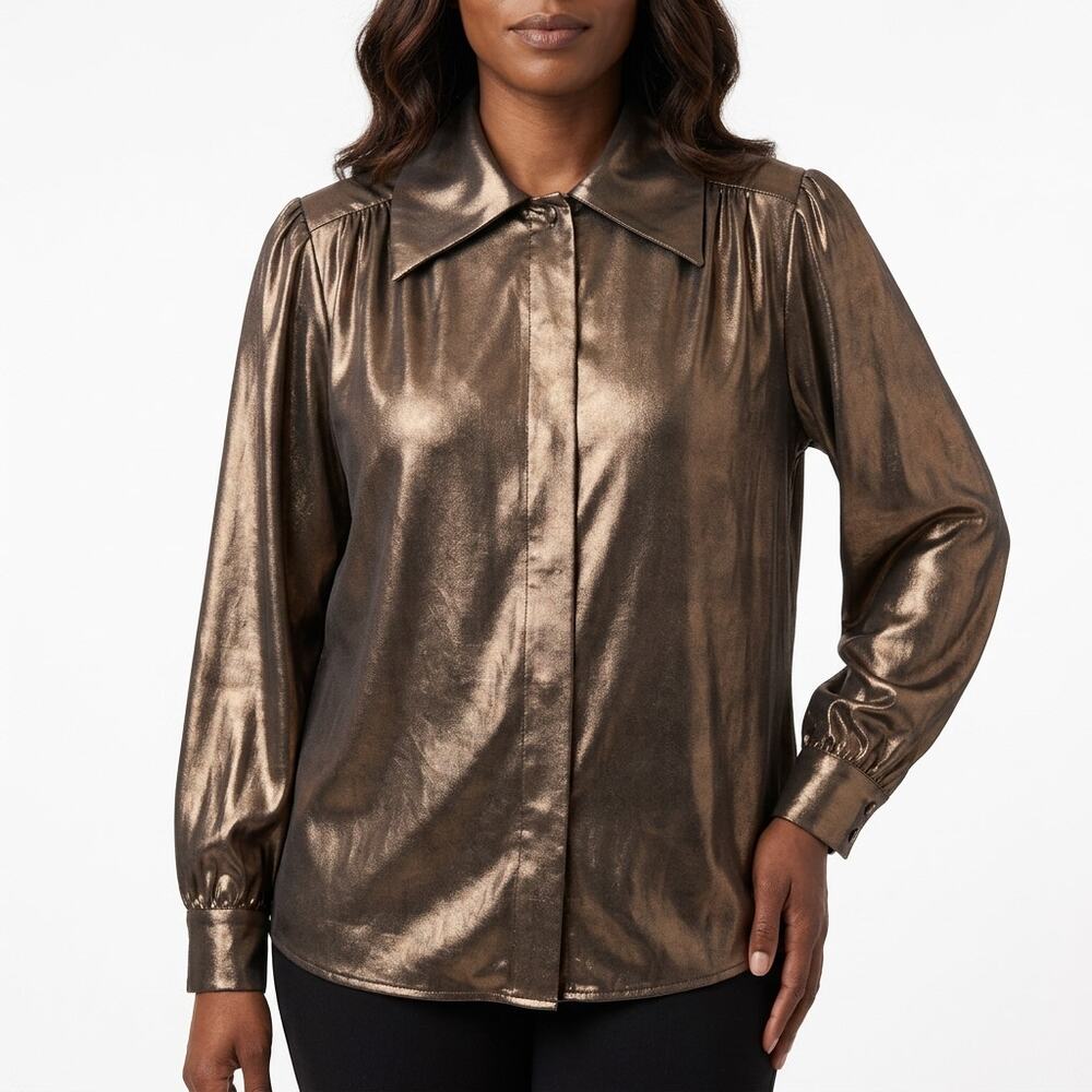 Vintage PETERS & Ashley Bronze Lightweight Blouse Women Size 8